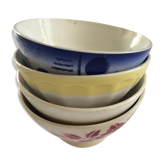 4 bowls old with flowers and patterns