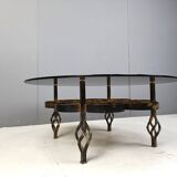 Table basse brutaliste en fer forgé des années 1970