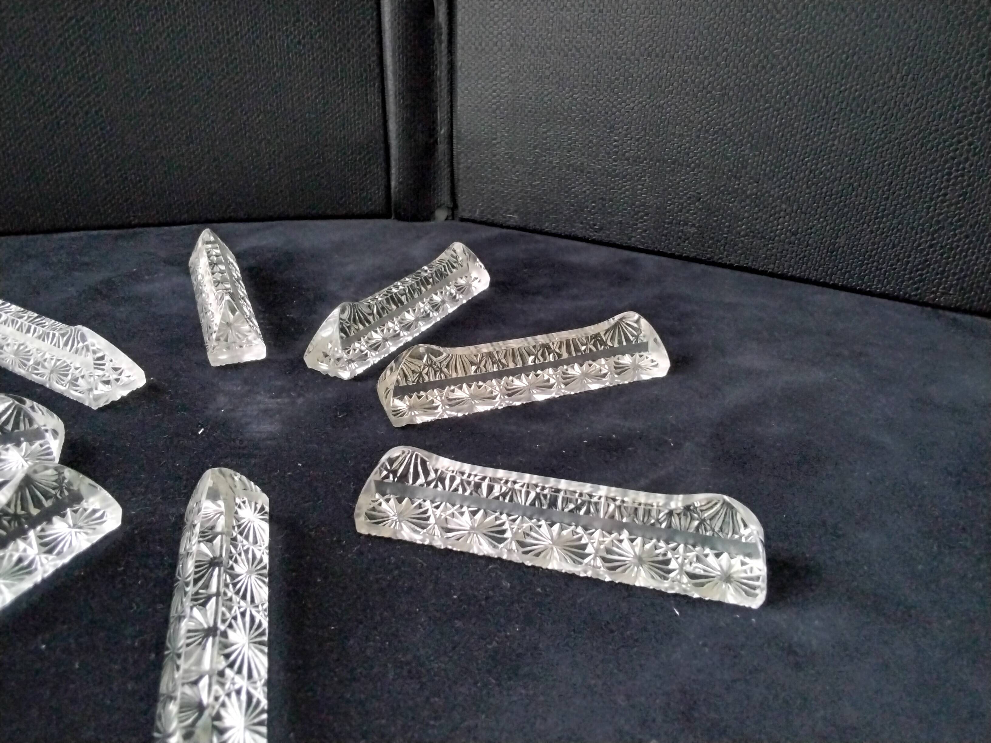 8 Knife holders Lead crystal Triangular shape