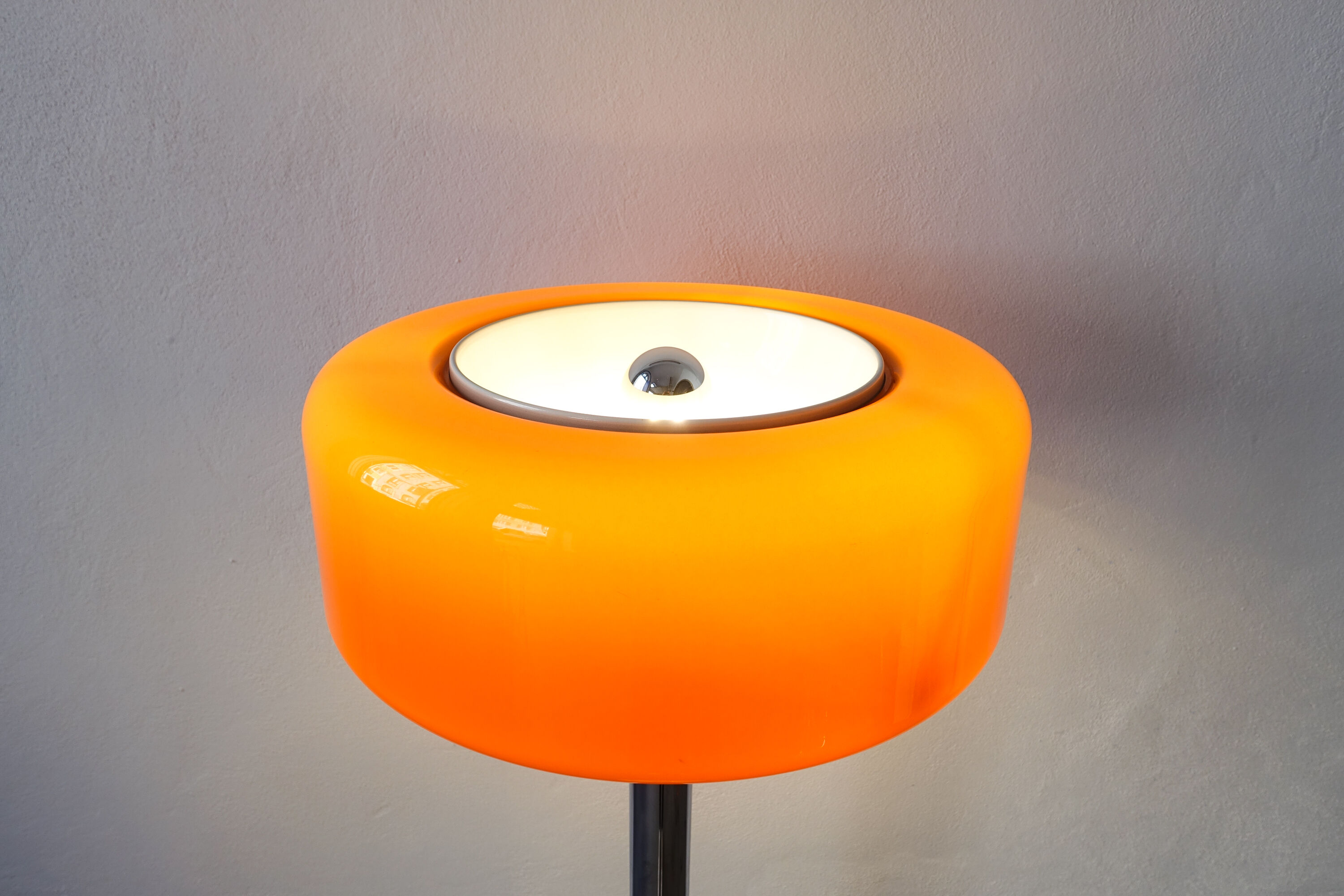 Floor Lamp Chrome and Orange, 1970's