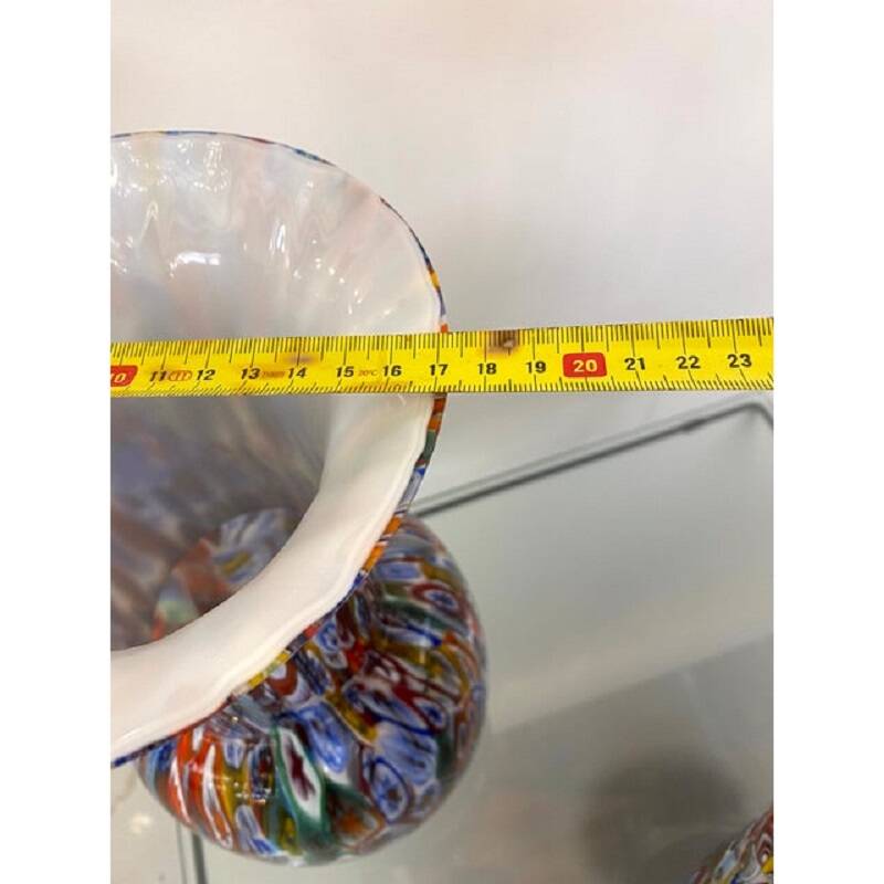 Contemporany vase murrine sphere in murano style glass with multicolored murrine like venini style b