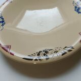 Compotier bas Badonviller art déco beige à fleurs