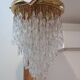 Murano Italy 1970s Wavy Crystal Cascade Chandelier