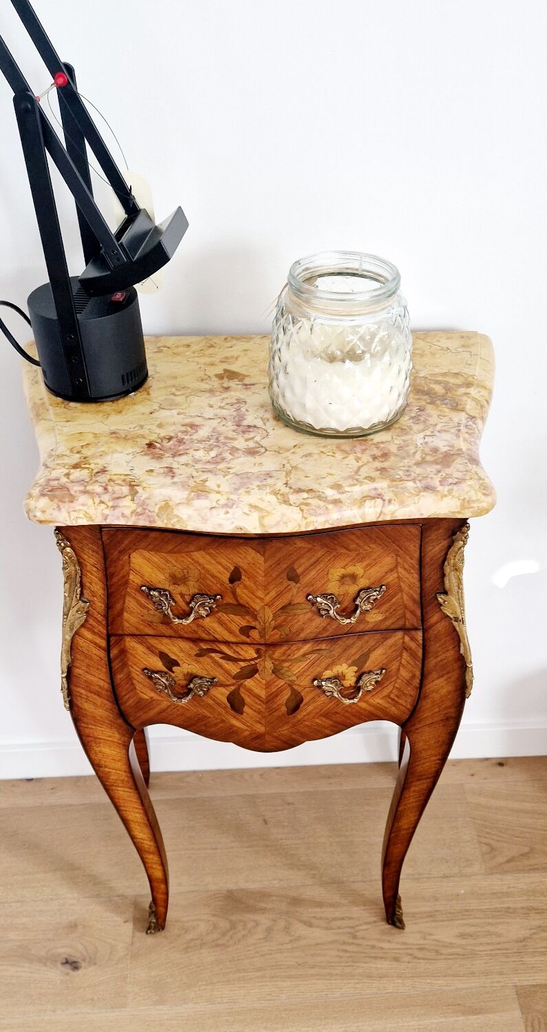 Chest of drawers marquetry Louis XVI style signed Marquant