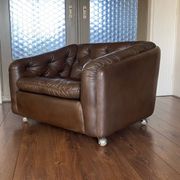 Vintage leather armchair C610 by Geoffrey Harcourt for Artifort, 1960s