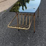 Bout de canapé verre noir et laiton  1970
