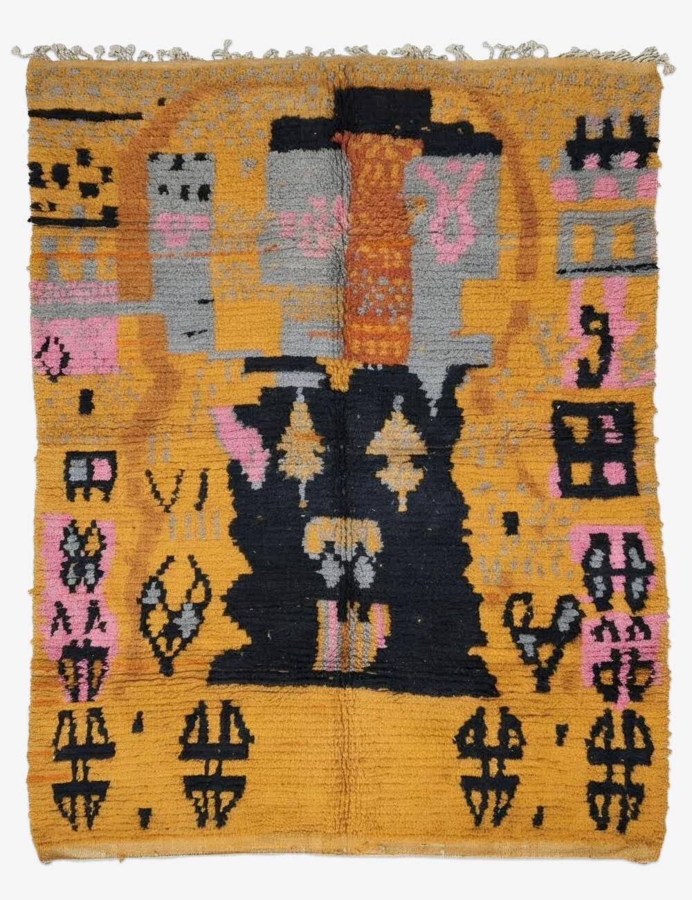 Tapis Berbère Abstrait Jaune - 253 x 200 cm