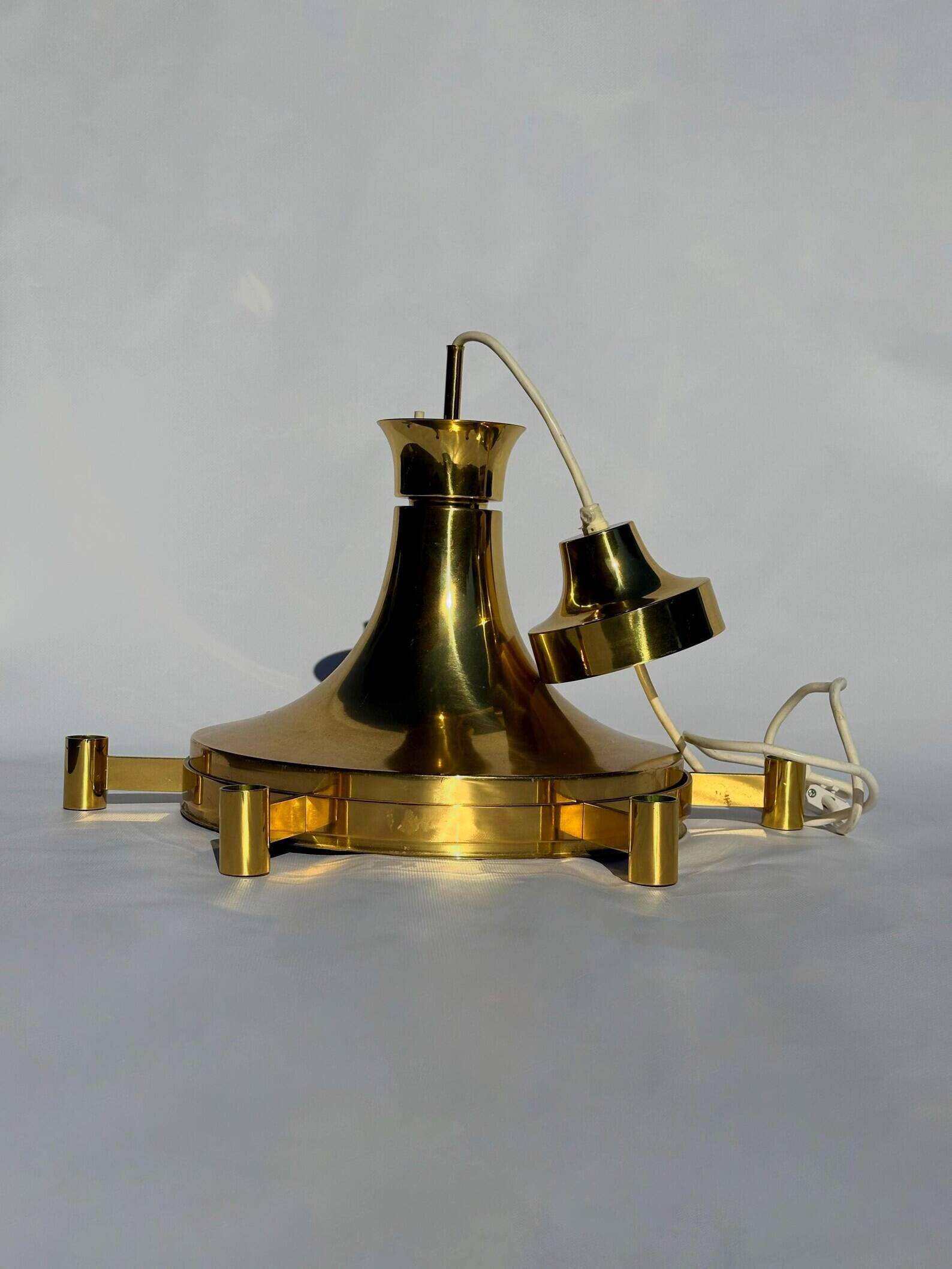 Carl Fagerhult for Fagerhults – Brass Chandelier, Sweden, 1970s