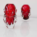 Mid-Century Modern Handmade Crystal Vases in Bright Red by Börne Augustsson