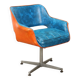 Vintage swivel armchair in faux leather and aluminum, 1960s-70s