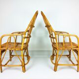 2 vintage rattan bamboo armchairs 1960