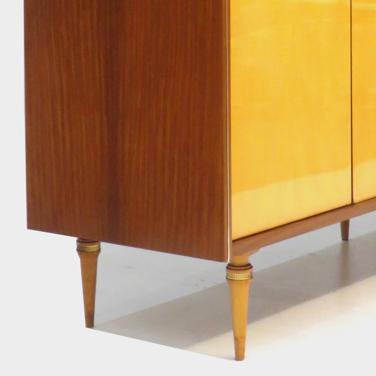 Large vintage mid century modern 5-door Wardrobe in Maple and Teak, 1950s