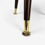 Pedestal table tripod glass wood and brass graphic patterns 50s