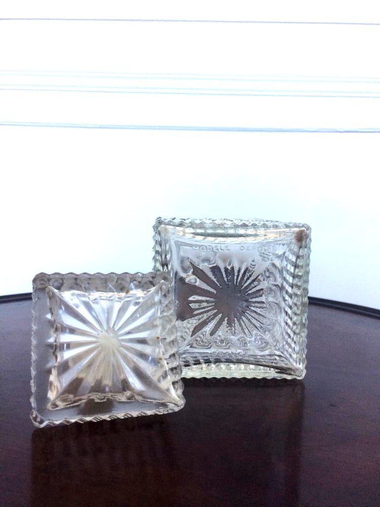 Pair of vintage diamond-cut whiskey decanters