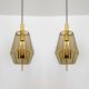 Set of 2 Smoked Glass Pendant Lamps by Glashütte Limburg