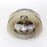 Pair of smoked glass wall lights or ceiling lights by Hillebrand, Germany, 1960s.