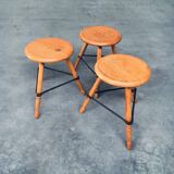 Industrial Low Tripod Stools, Belgium, 1950s, Set of 3