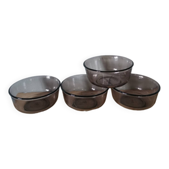 Set of 4 vintage ramekin bowls arcoroc BP France amber glass