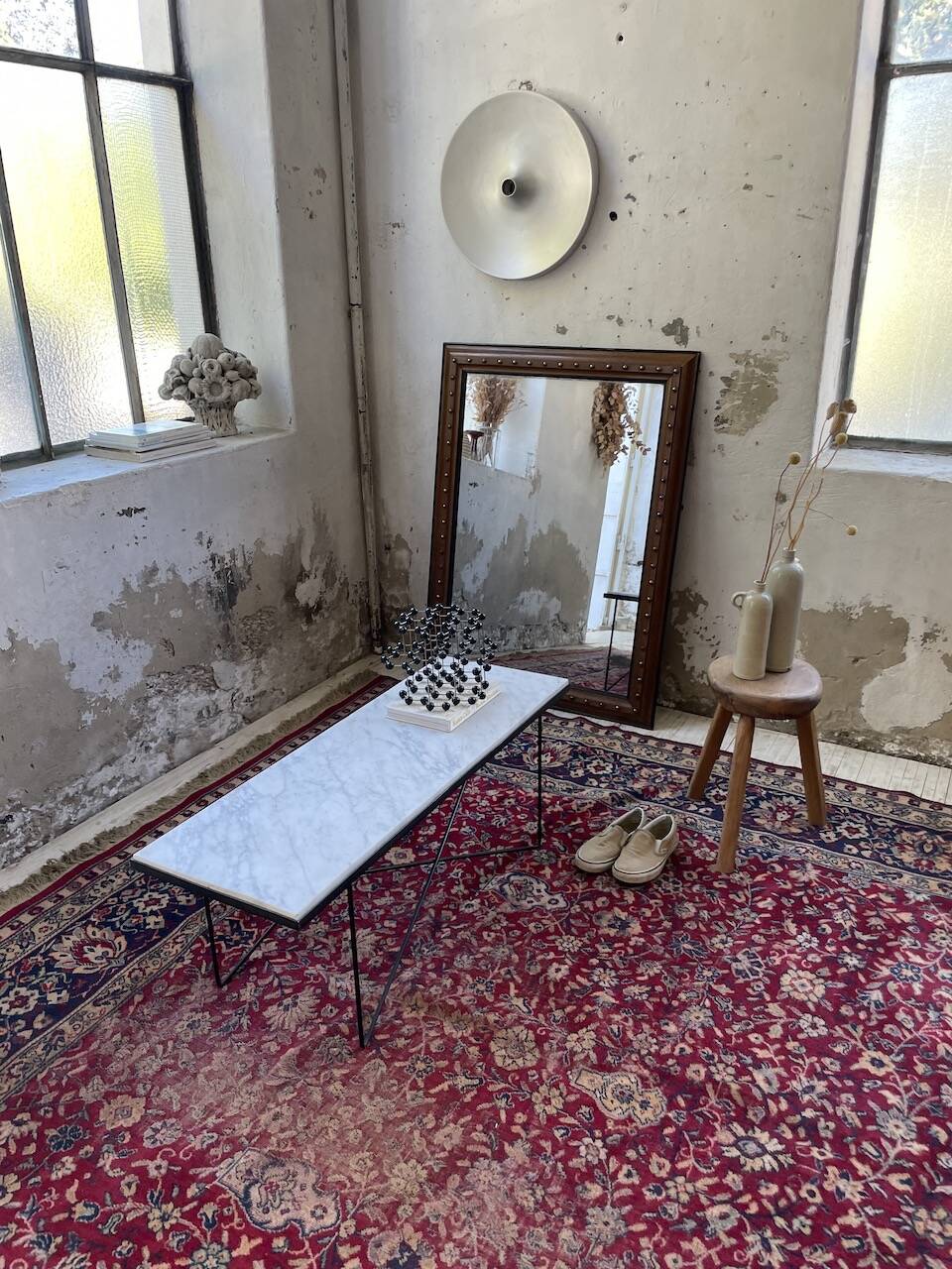 1900 wooden mirror with nails