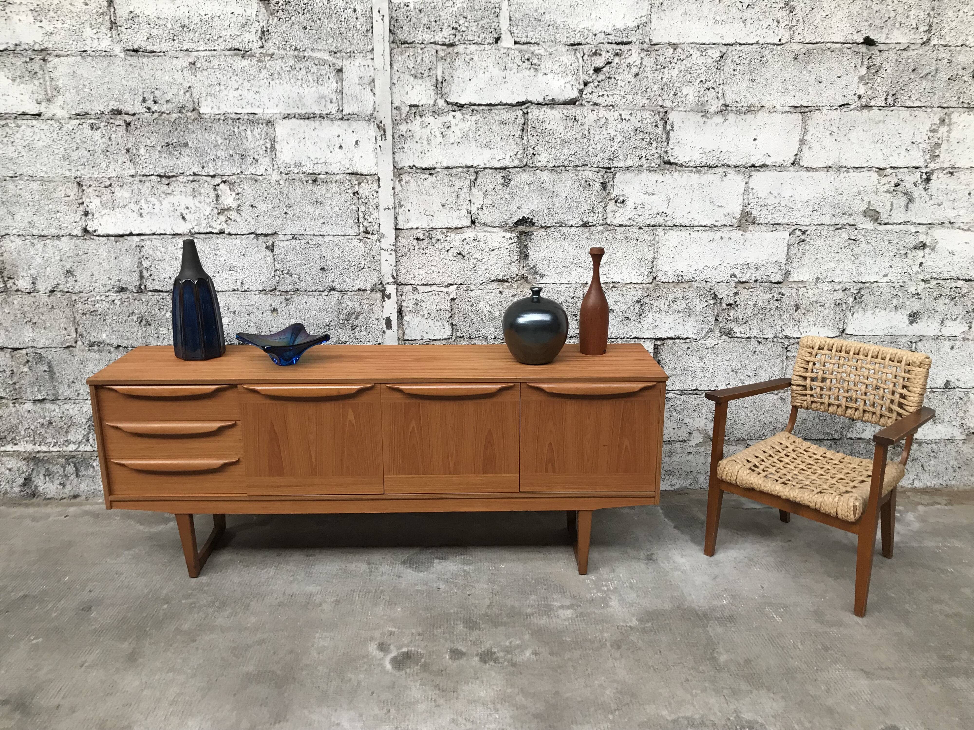 Small Scandinavian sideboard 1950-60 vintage design teak