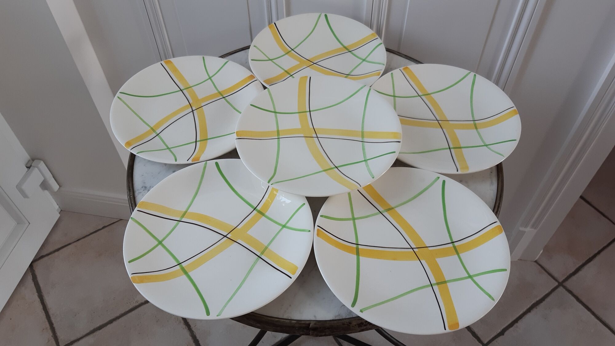 Set of 6 flat plates Gien model Sarabande years 50-60