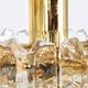 Large ceiling chandelier in gilded brass and glass Palazzo J.T. Kalmar, 1950s