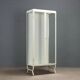 Antique enamelled iron and glass display cabinet, Italy, 20th century