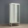 Antique enamelled iron and glass display cabinet, Italy, 20th century