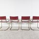Red leather bauhaus design dining chairs - 1980