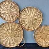 Lot of 4 rattan trays