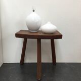 Duo of soliflore vases in white blown glass