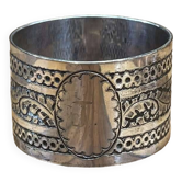 Silver metal napkin ring with the letter J