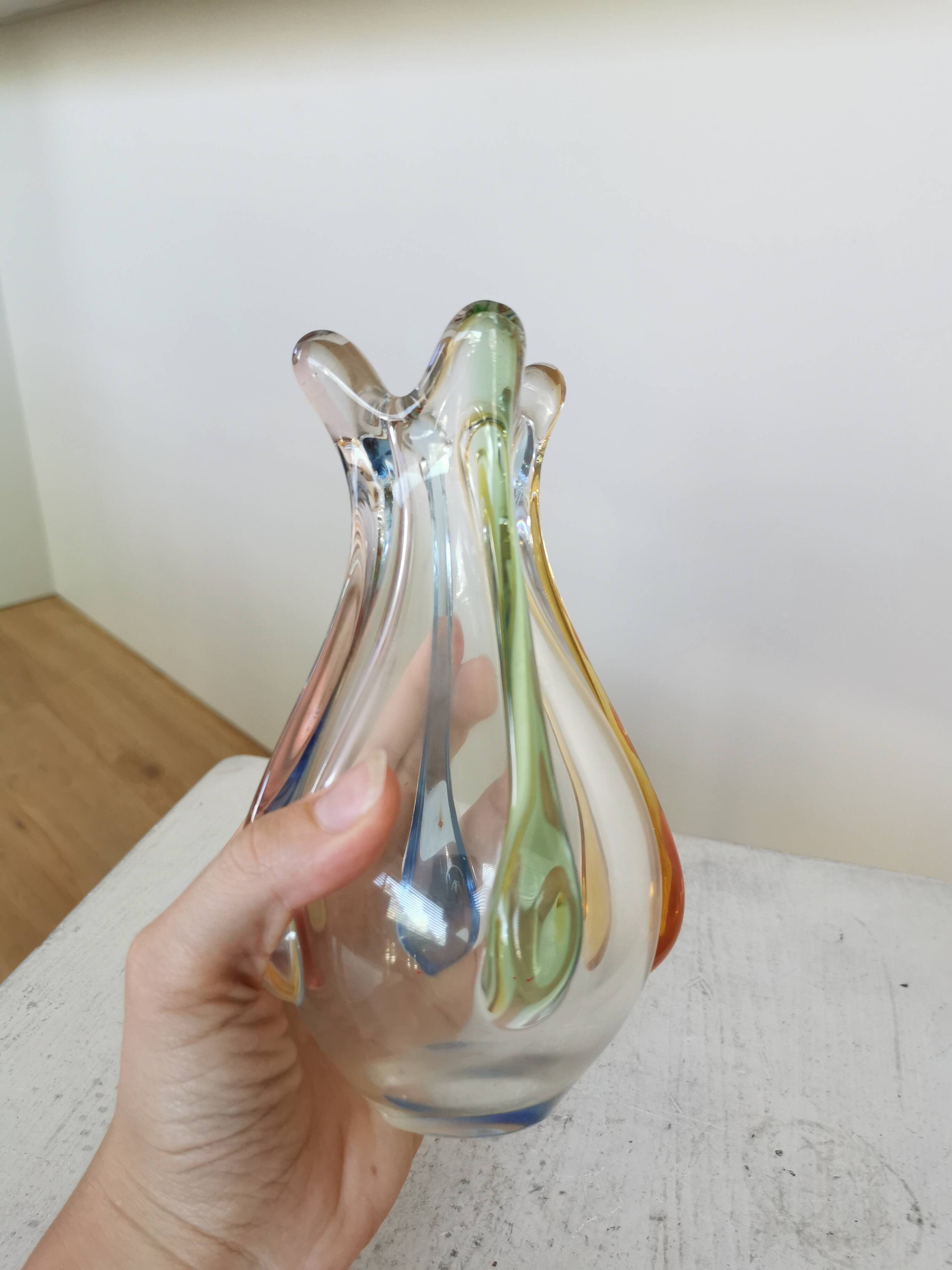 Vintage Art Glass Vase: Hanna Machanovska Mstisov Glassworks, Czechoslovaki