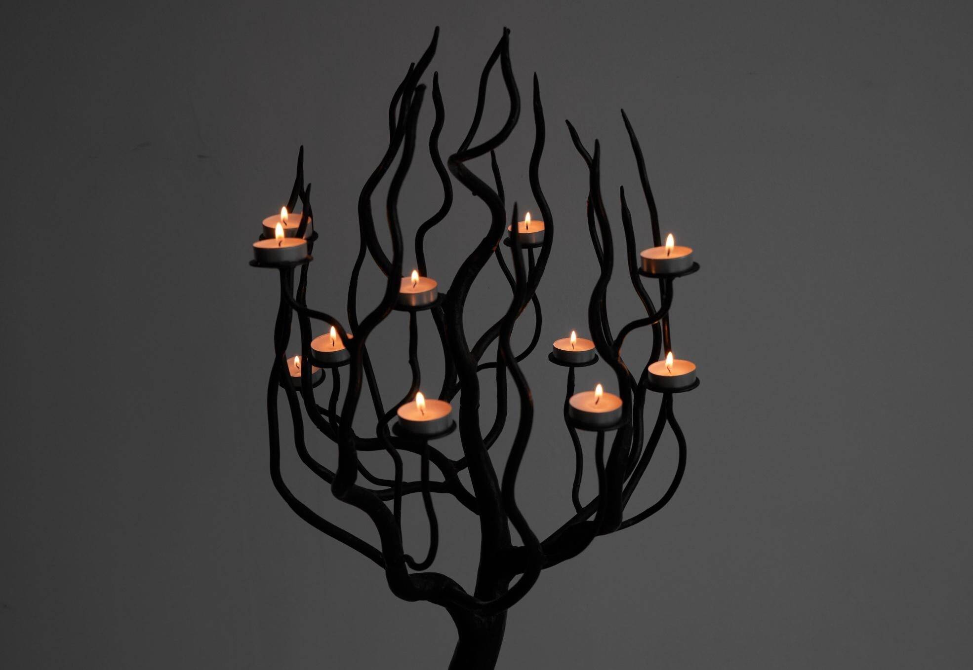 Large chandelier tree forged steel handmade 1970s