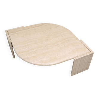 Vintage 'teardrop' travertine coffee table, Italy, 1970s.