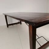 Large Spanish oak dining table with wrought iron bars – 20th century