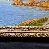Post-Impressionist painting by Louis VALLET, oil on cardboard, Norman seascape.