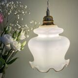 Vintage globe pendant lamp in white opaline