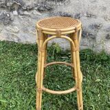 Vintage rattan and cane side table