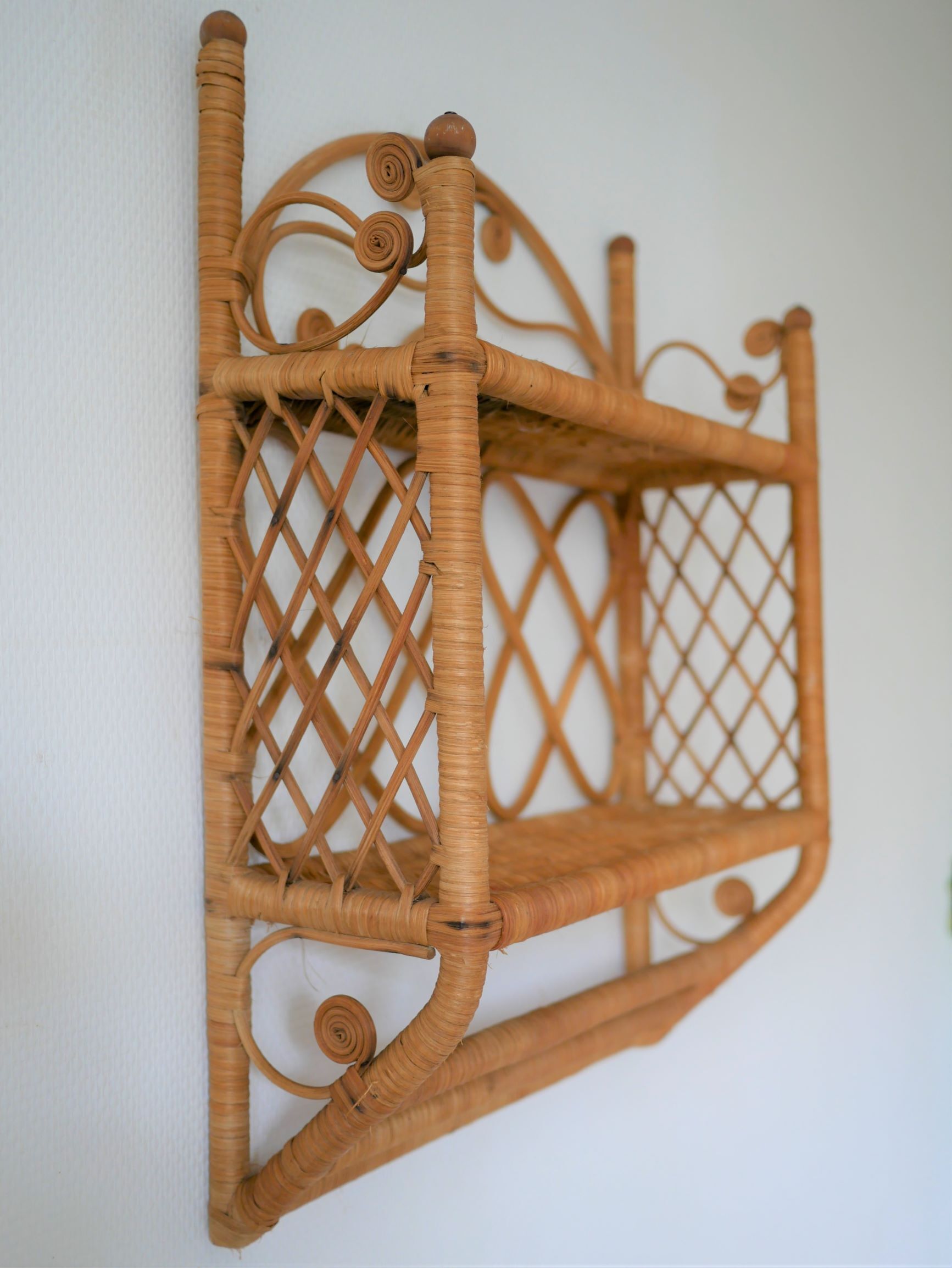 Rattan wall shelf