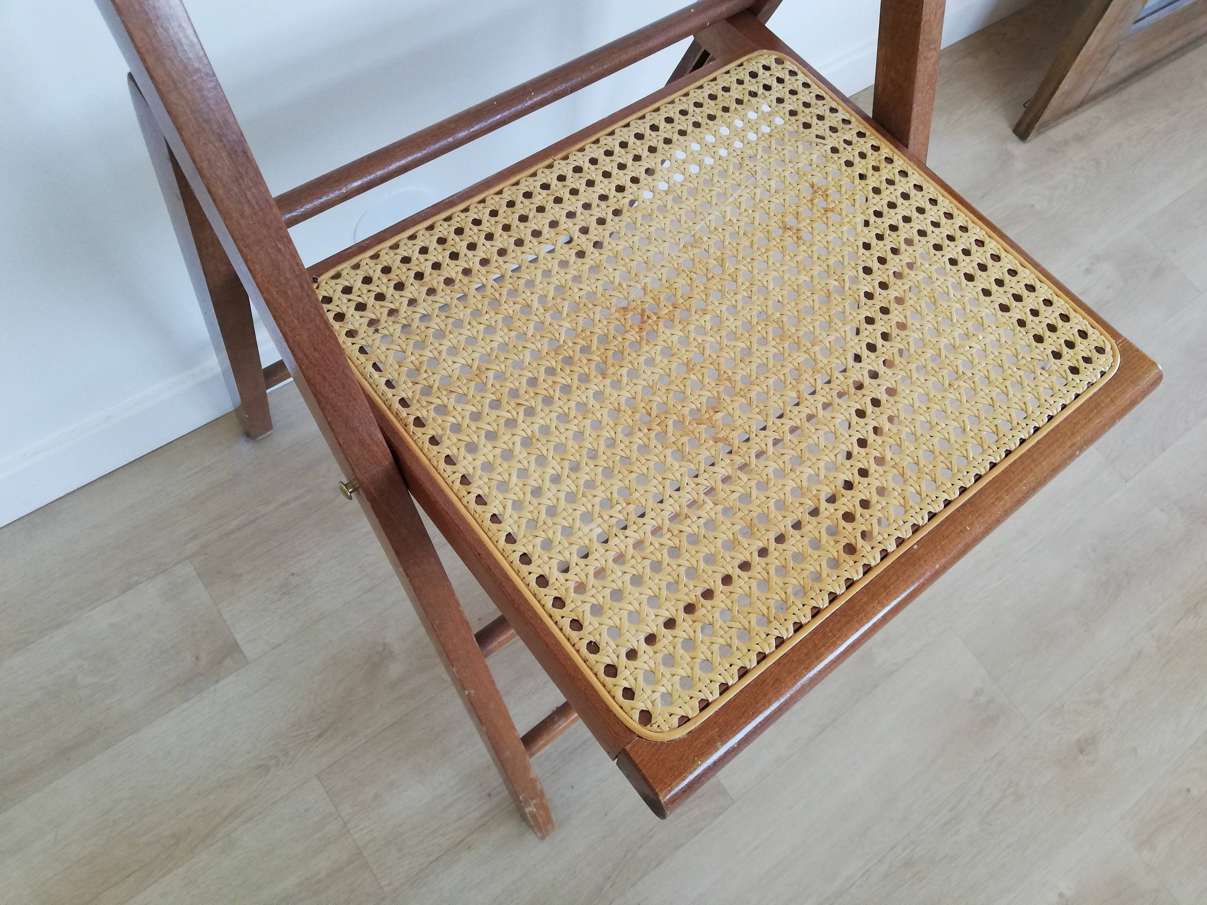 Vintage folding caning chair