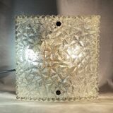 Lampe à encastrer carrée en verre et bronze, années 60