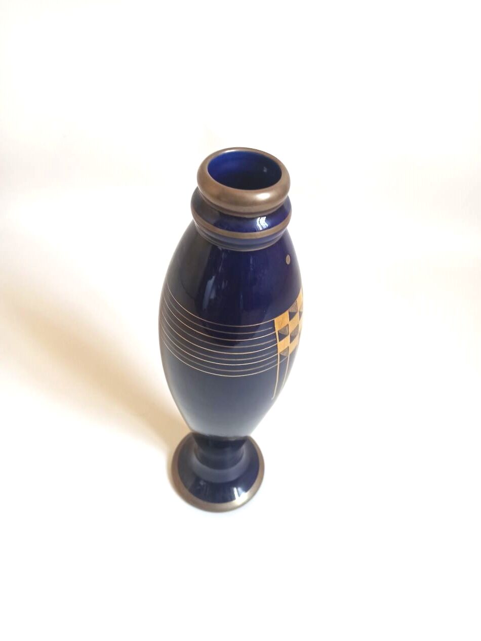 Soliflore Pinon Heuzé blue and gold Height 42 cm