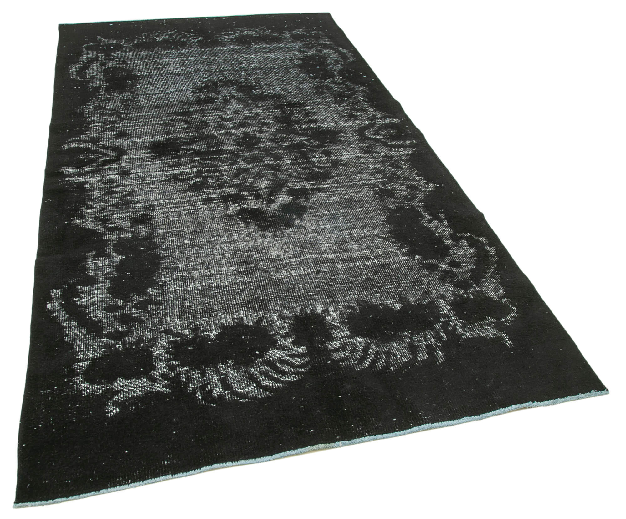 Hand-knotted antique turkish 1970s 151 cm x 282 cm black carpet