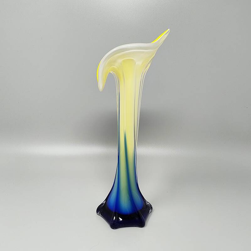 1960s Astonishing Jack in the Pulpit "Calla Lily" vase in Murano glass.