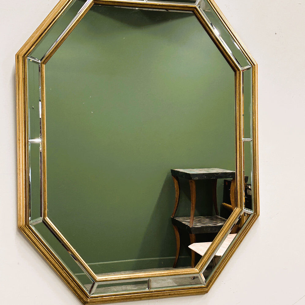 Large octagonal bevelled mirror by De Knudt, Belgium, 1980s