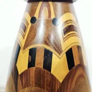 Monumental wooden floor vase / intarsia / wood mosaic / Africa / 1950s–1960