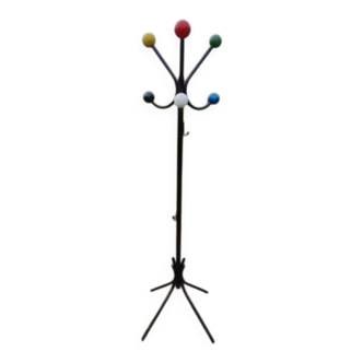Vintage coat rack, metal and wooden balls.