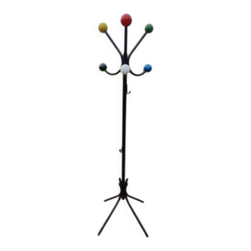 Porte manteaux vintage, métal et boules bois