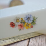 White butter dish in Arcopal with floral/country motif